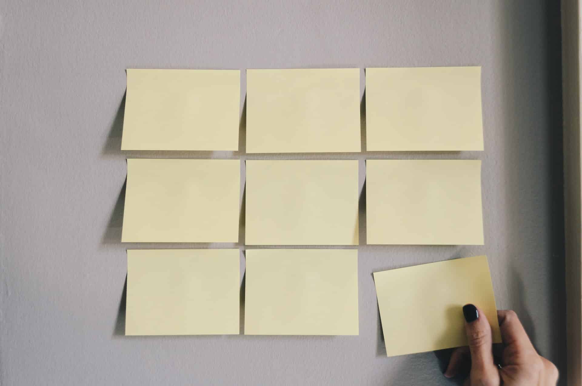 yellow sticky notes on board
