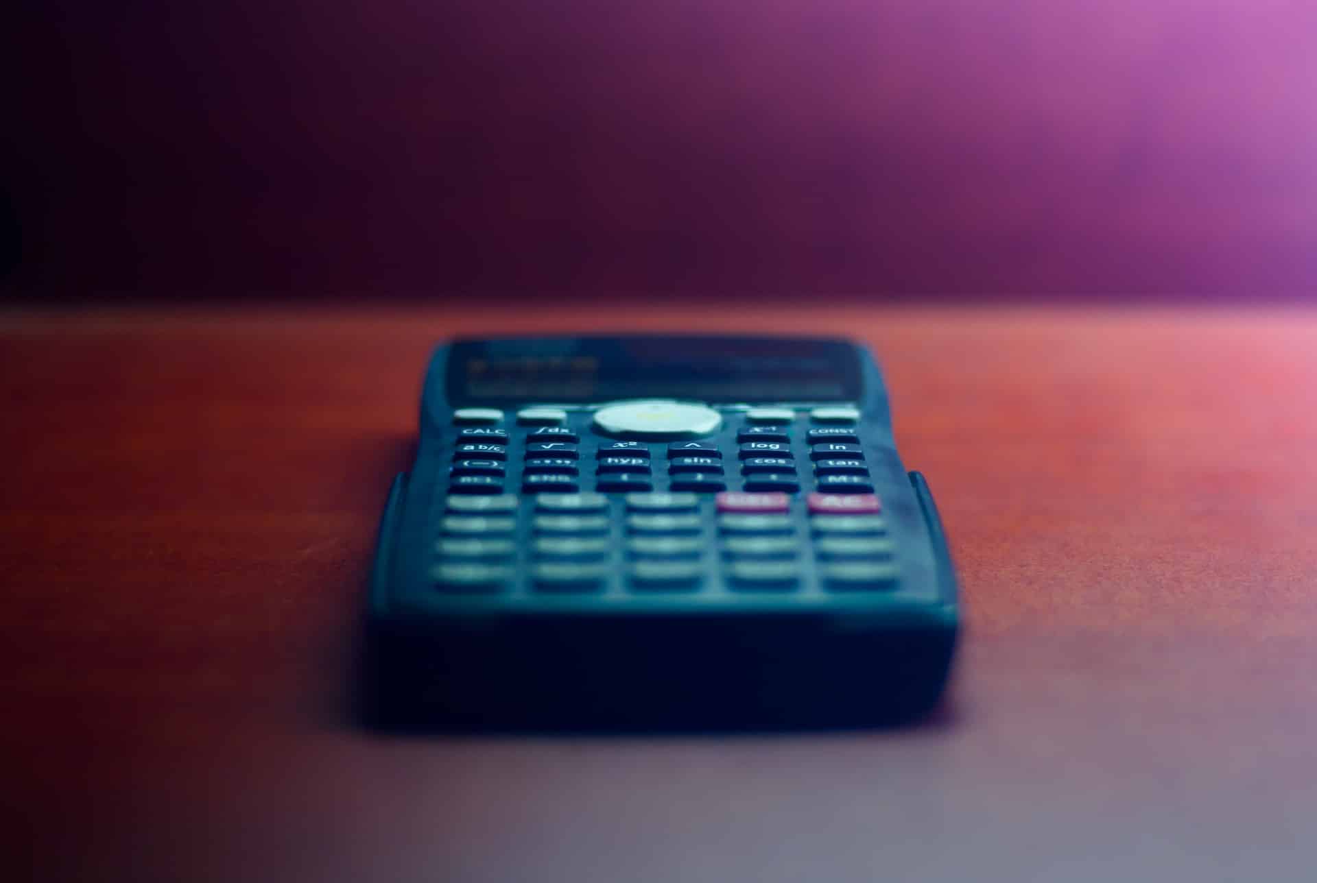 calculator sitting on a desk